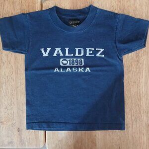 PRAIRIE MOUNTAIN navy print S/S tee sz 2/4 boys